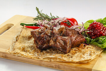 Grilled beef kebab barbeque shashlik