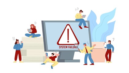 Operating system failure or error banner, flat vector illustration isolated.