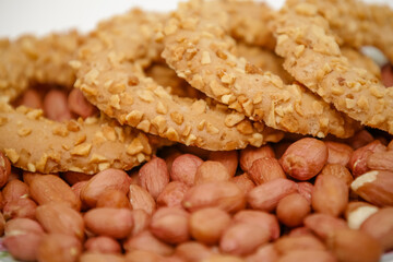Peanut butter cookie recipe on the beautiful plate.
