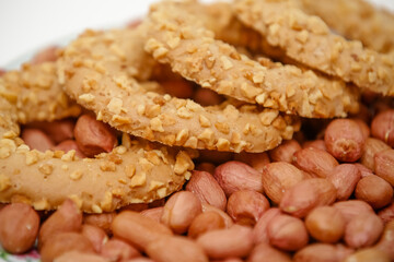 Peanut butter cookie recipe on the beautiful plate.
