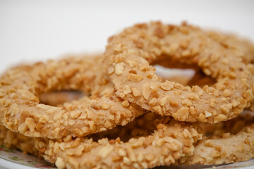 Peanut butter cookie recipe on the beautiful plate.
