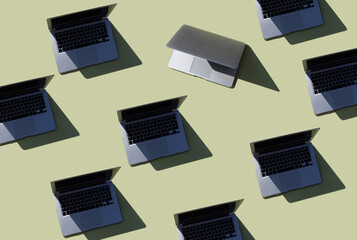 pattern with laptops. equipment for work and office. modern technology