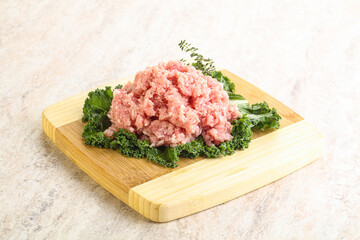 Raw pork minced meat for cooking