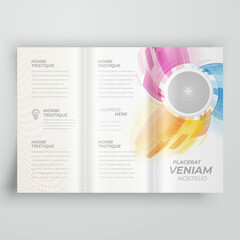 Tri-fold colorful future Cover design template action lines and circle vector