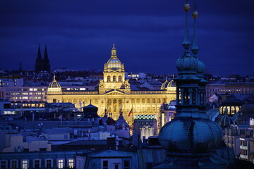 Obraz premium Prague national museum building at Wenceslas Square Czech Republic famous landmark in Europe
