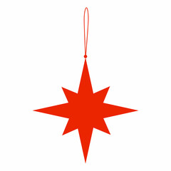 christmas star, red vector ornament
