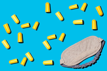 sleep masks and earplugs. insomnia concept