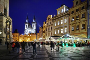 Church of Our Lady before T&yacute;n in the Old Town Square. PRAGUE, CZECH REPUBLIC, OCTOBER, 2021