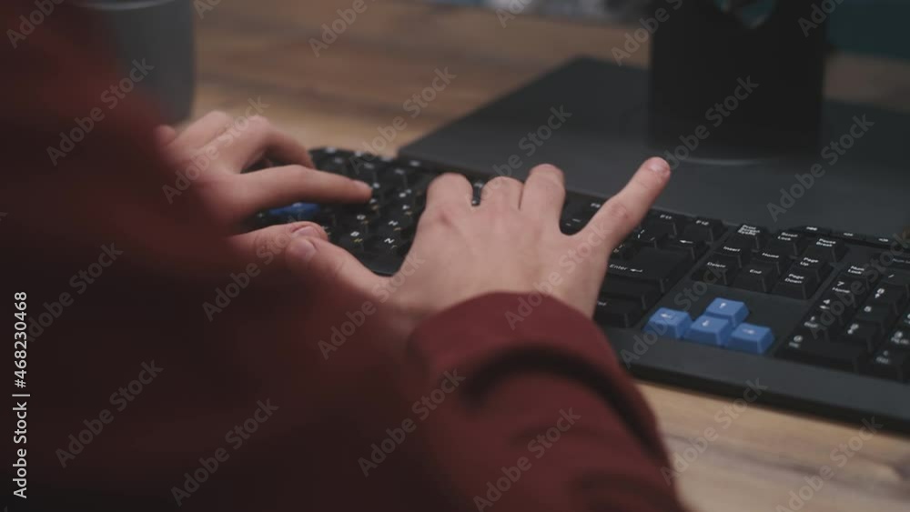 Poster crop man using computer at home