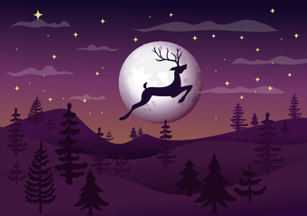 Deer Moonlight Xmas