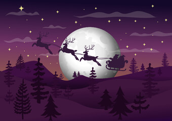 Santa sleigh moonlight
