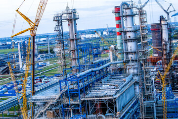 Refinery pipes and buildings - big oil factory