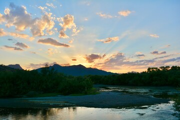 Sunset over Salt River Bush Highway Arizona Phoenix Mesa