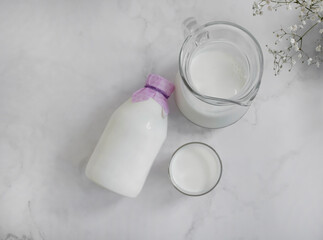 bottle of milk on an old background
