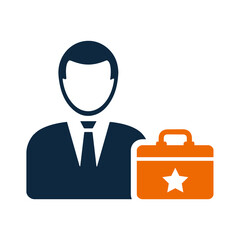 Account man, storage, bag icon. Simple vector design.