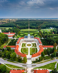 Fertod, Hungary - Aerial panoramic view of the beautiful Esterhazy Castle (Esterhazy-kastely) and...