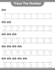 Trace the number. Tracing number with Racing Flags. Educational children game, printable worksheet, vector illustration