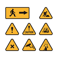 yellow under construction building road repair vector illustration set