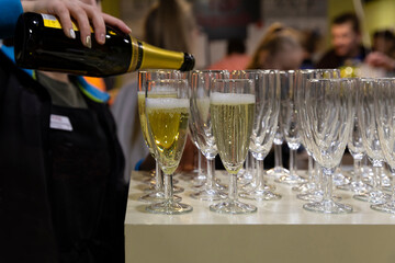 Drink reception with served champagne glasses
