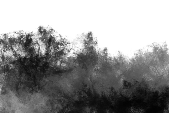 Abstract modern black and white painting . Textured monochrome background