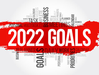 2022 Goals word cloud collage, business concept background