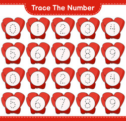 Trace the number. Tracing number with Boxing Gloves. Educational children game, printable worksheet, vector illustration