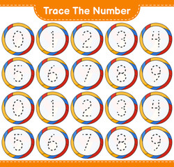 Trace the number. Tracing number with Volleyball. Educational children game, printable worksheet, vector illustration