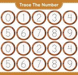 Fototapeta premium Trace the number. Tracing number with Football Basketball. Educational children game, printable worksheet, vector illustration