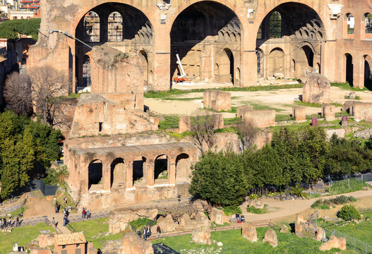 Basilica of Constantine and Maxentius. Roman forum. Ruin. Rome. Italy