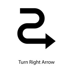 Turn Right Arrow Trendy solid icon isolated on white and blank background for your design