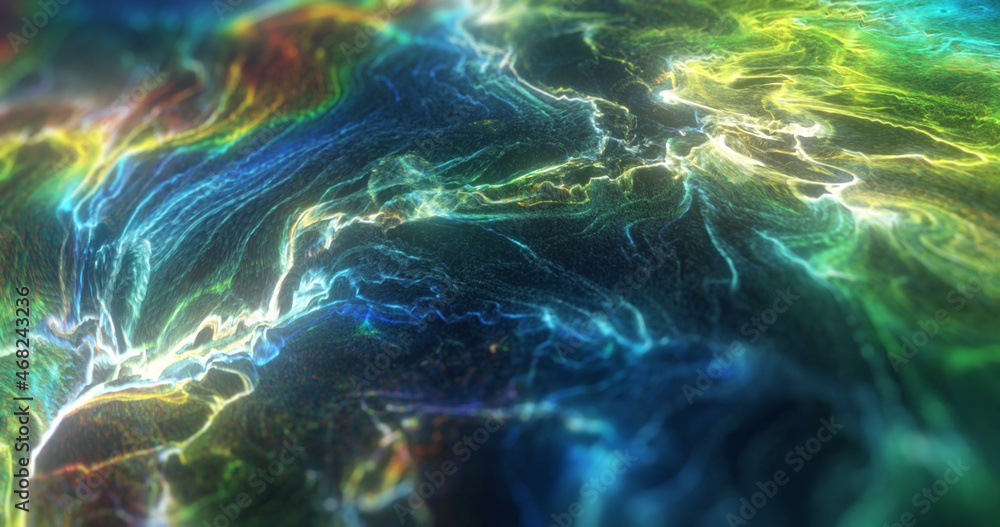 Poster abstract colorful art of line background. creative dynamic streams of color particles, paint on blac