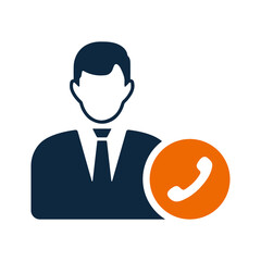 Operator, phone, support, call icon. Simple flat design concept.