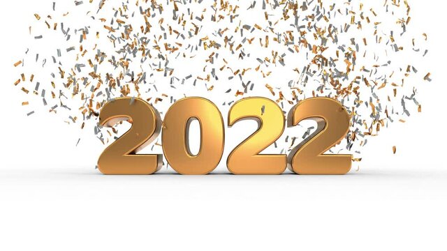 Chiffre 2022 avec confettis sur fond blanc - Video HD