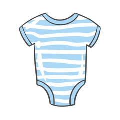 Illustration of baby suit. Clothes for newborn. Happy Birthday image. Holiday baby shower simbol.