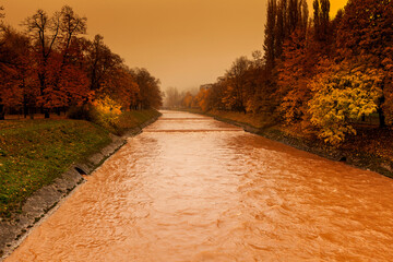 The Miljacka River after the floods in Bosnia