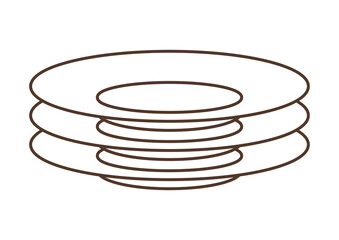 Illustration of plates stack. Stylized kitchen and restaurant utensil.