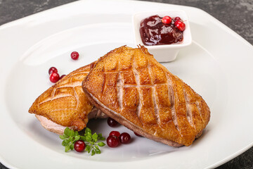 Roasted duck breast with sauce