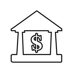 House, home, financial, bank, shopping, building, banking outline icon. Line vector design.