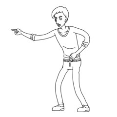 Hugo Man Angry Point Finger Criticize Emotions Whiteboard Animation SVG Image