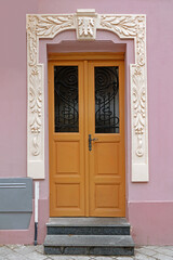 Old closed entrance door