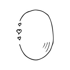 Vertical oval doodle frame with varied simple small hearts isolated on white background. Hand drawn illustration