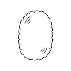 Vertical oval purple doodle frame isolated on white background. Hand drawn illustration