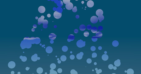 Render with spheres with clouds inside on a blue background