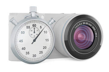 Digital camera with stopwatch, 3D rendering