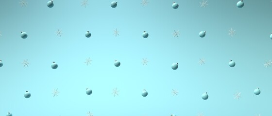 Christmas baubles and snowflakes - 3D render illustration