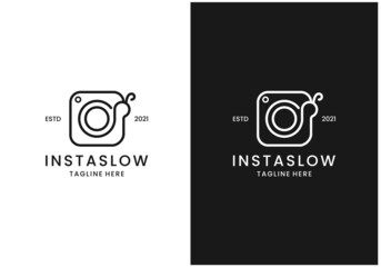 camera and snail abstract logo design premium vektorPrint