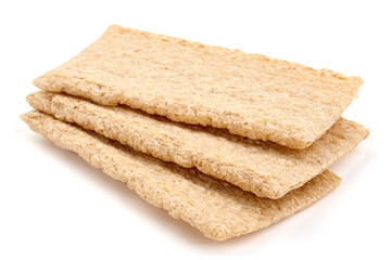 Wholegrain crispbread, isolated on white background. High resolution image.