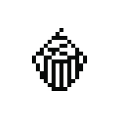 Fototapeta premium Cupcakes icon pixel art. Draw a picture on a white background. Vector illustration.