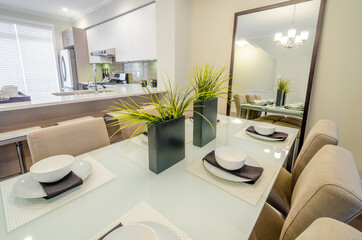 Modern dining room in luxury house.