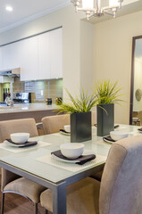 Modern dining room in luxury house.